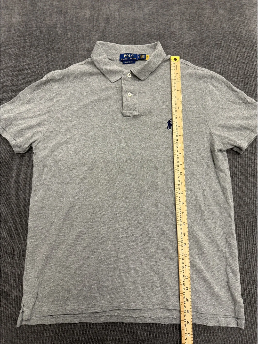 Polo Ralph Lauren Custom Slim Fit Gray Polo Shirt, Size Large